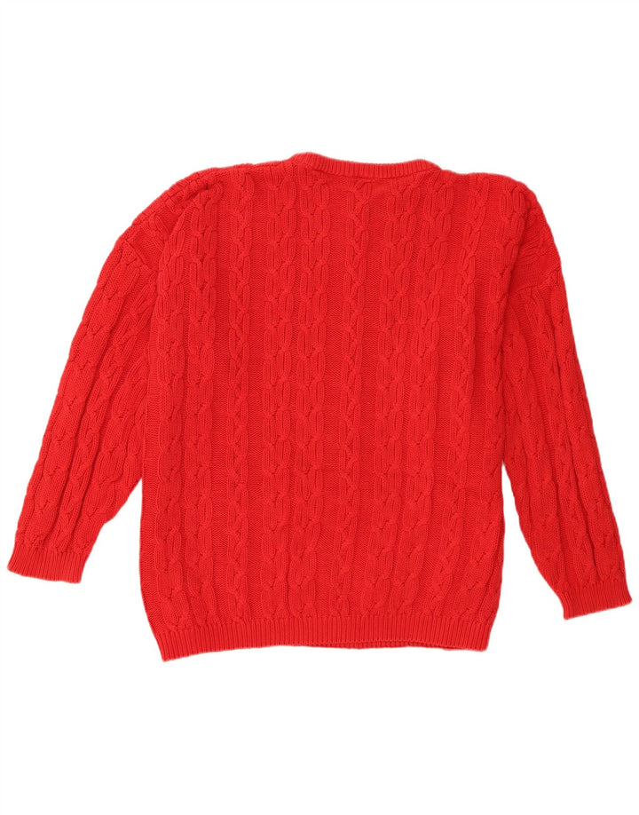 Lecomte Pulover supradimensionat pentru femei cu gâtul turnat, UK 18 XL, bumbac roșu