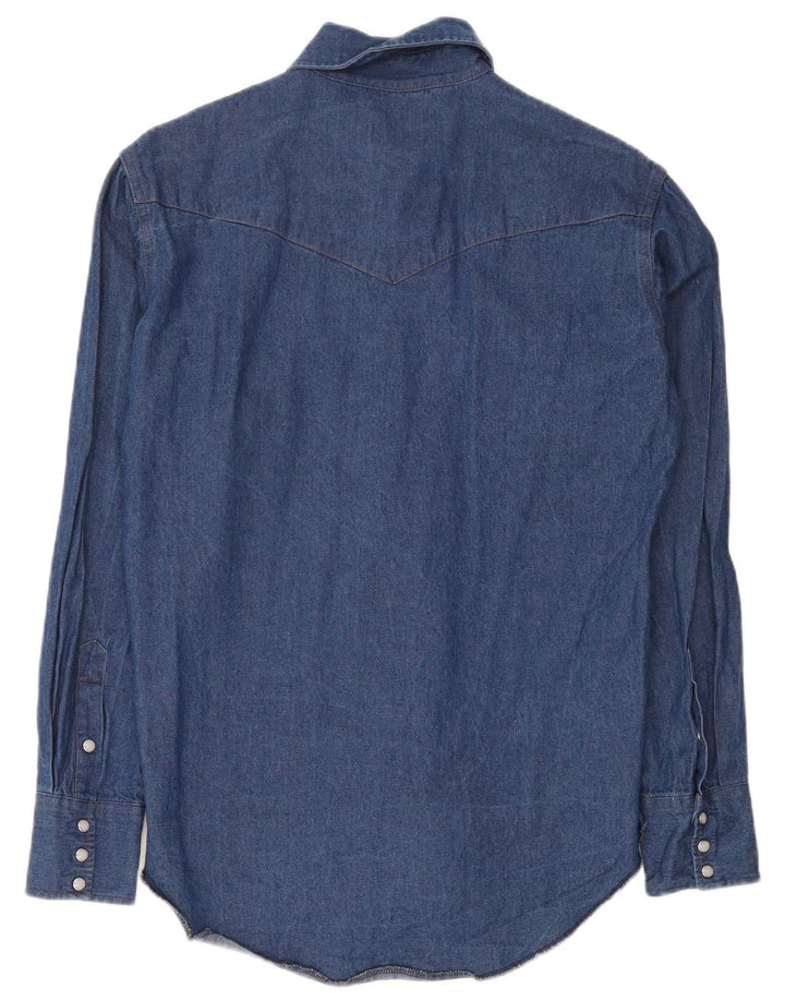 Cămașă Western denim pentru bărbați Wrangler Mărimea 15, bumbac albastru mediu