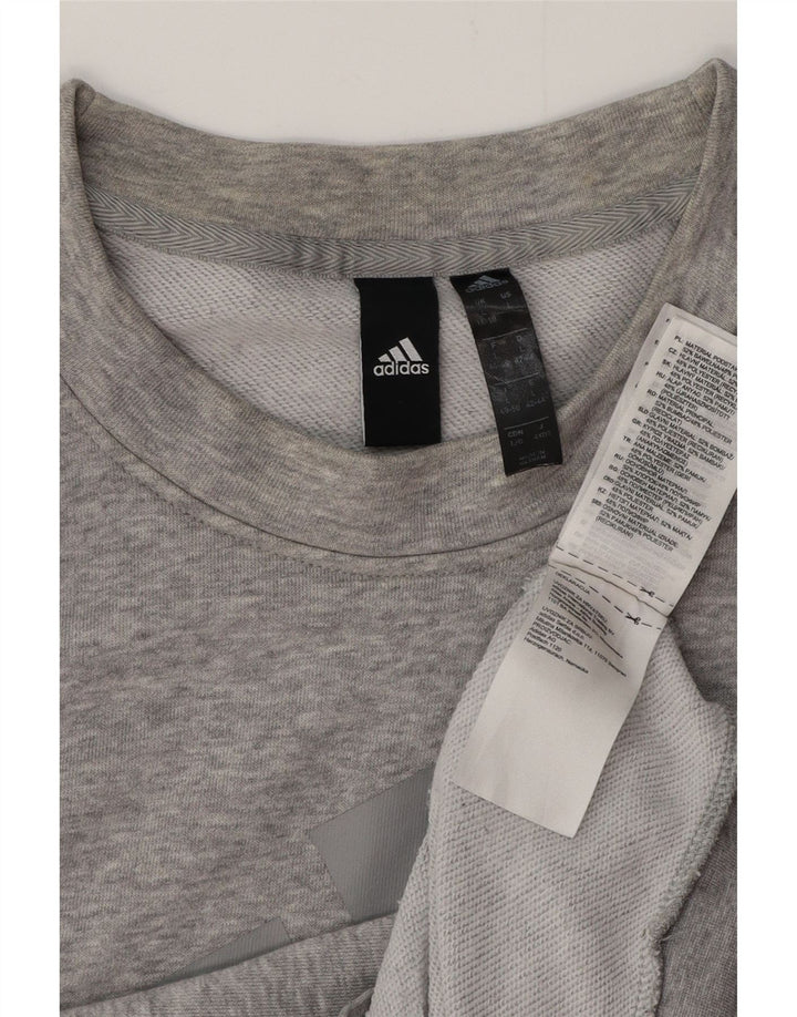 ADIDAS Pulover cu grafic pentru femei UK 14/16 Mare bumbac gri