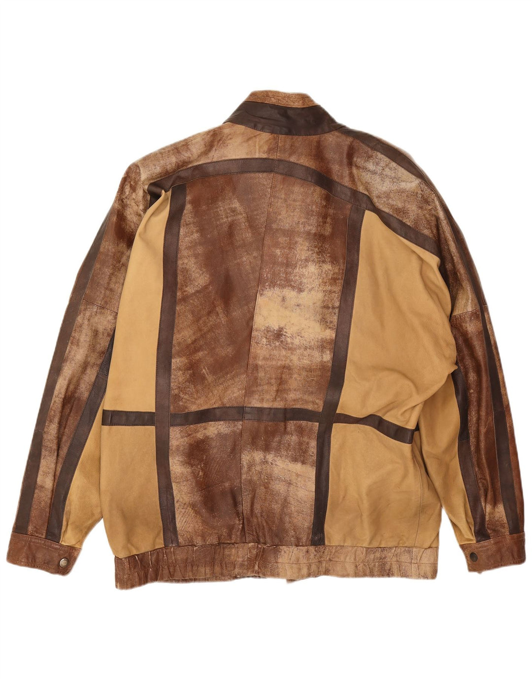 Jachetă de piele vintage pentru bărbați UK 44 2XL maro mozaic