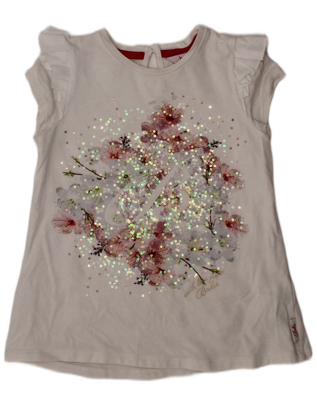 TED BAKER Fete Bluză Grafică Top 6-7 Ani Bumbac Floral Alb