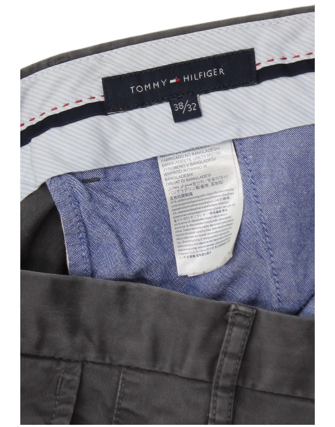 Pantaloni chino slim pentru bărbați Tommy Hilfiger W38 L32 bumbac gri