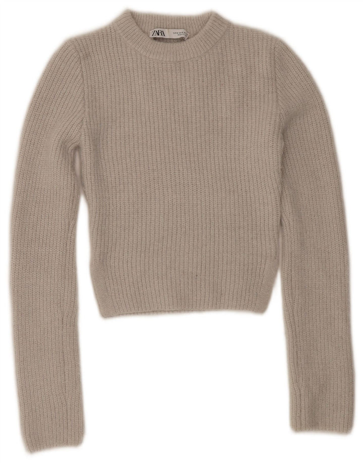 Pulover pentru femei Zara Crop Crew Gate UK 12 Medium Gri Poliester