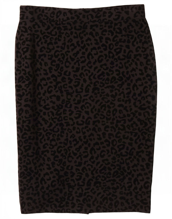 Fusta creion pentru femei Marks & Spencer UK 12 Medium W30 Negru Animal Print