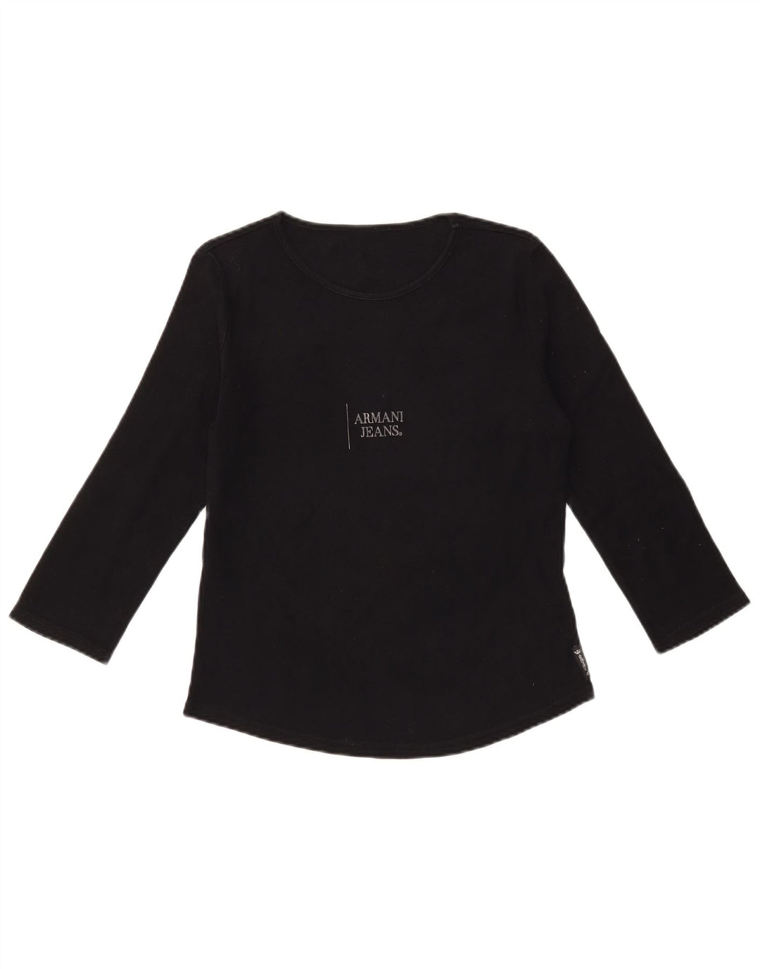 ARMANI JEANS Top grafic pentru femei mâneci 3/4 UK 12 bumbac mediu negru