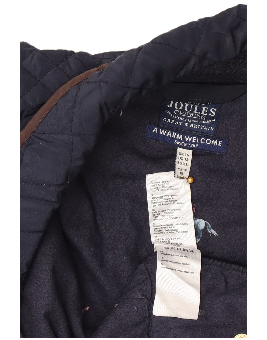 Gilet matlasat pentru femei Joules UK 16, mare, albastru, poliester