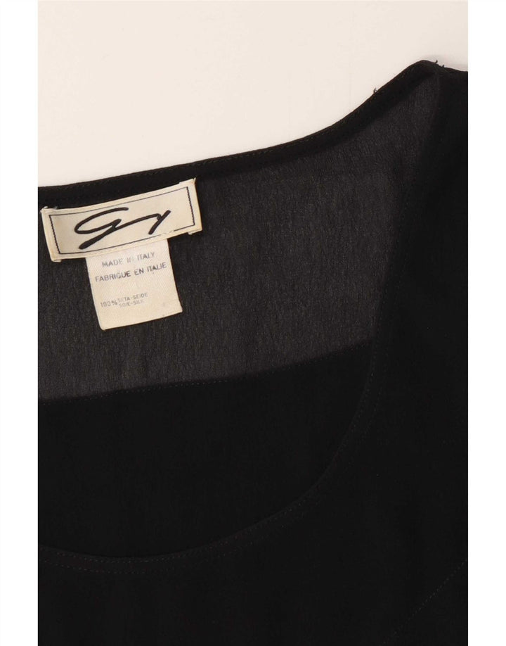 Bluză Crop fără mâneci pentru femei Genny UK 12 Medium Black Silk
