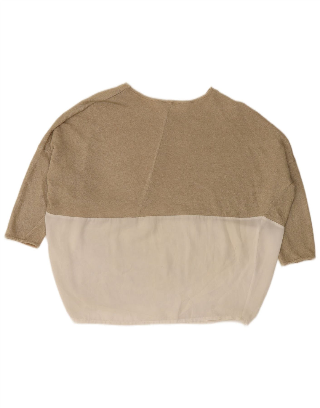 Top supradimensionat pentru femei Zara, cu mâneci 3/4 UK 10, mic, bej, color block