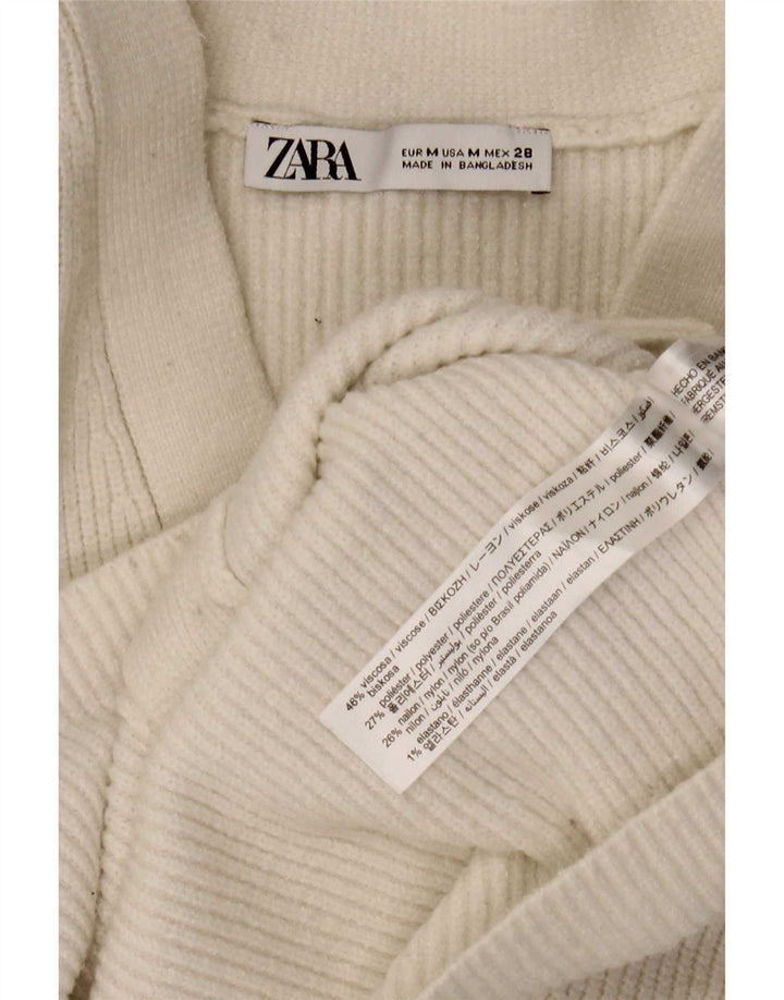 Pulover cardigan pentru femei Zara UK 12 Medium White Viscose