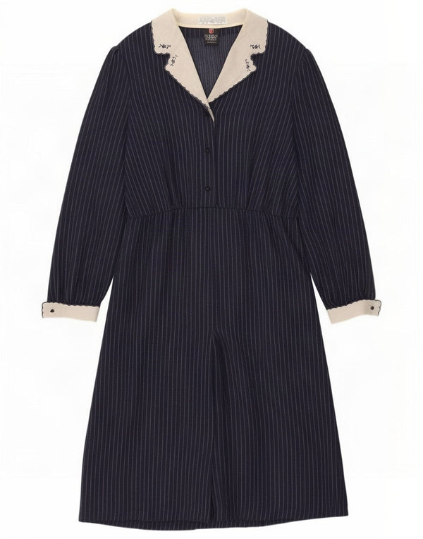 Fiorella Rubino Womens A-Line Dress UK 16 Large Navy Blue Pinstripe