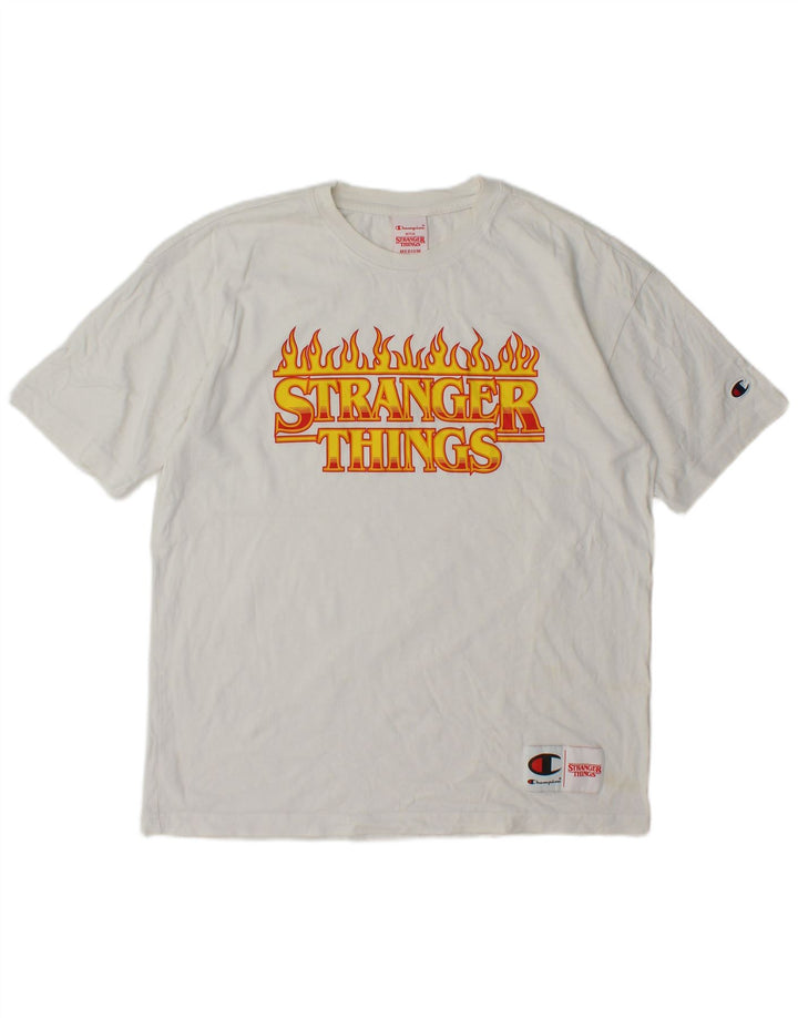 Tricou grafic pentru bărbați Champion Stranger Things Top Mediu Alb