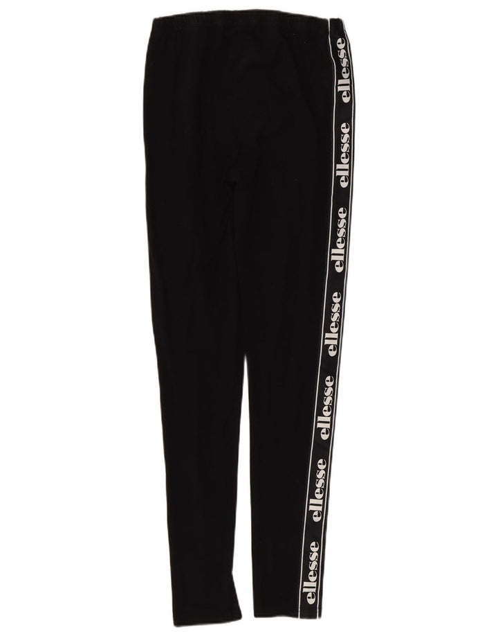 ELLESSE Womens Graphic Leggings UK 10 Small Black Cotton Vintage Ellesse and Second-Hand Ellesse from Messina Hembry 