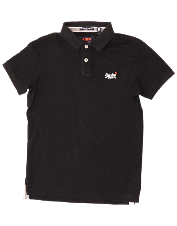 Tricou polo Rugby Superdry pentru bărbați, bumbac mediu negru