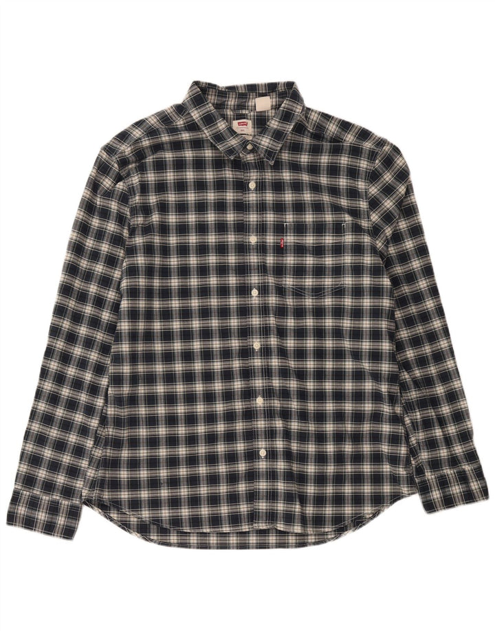 Cămașă subțire Levi's pentru bărbați 2XL, bumbac cu carouri bleumarin