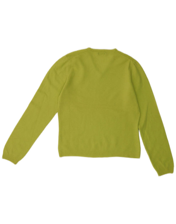 Pulover cu decolteu în V Benetton pentru femei UK 14 Lână verde mare