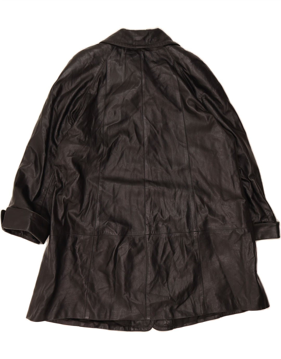 VINTAGE Womens Leather Coat UK 16 Large Black Leather Vintage Vintage and Second-Hand Vintage from Messina Hembry 