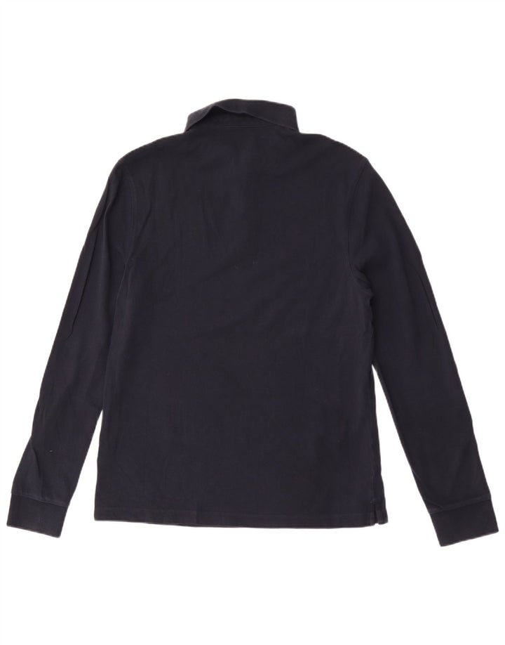 Tricou polo pentru bărbați Marks & Spencer, cu mânecă lungă, cu formă normală, albastru bleumarin mediu