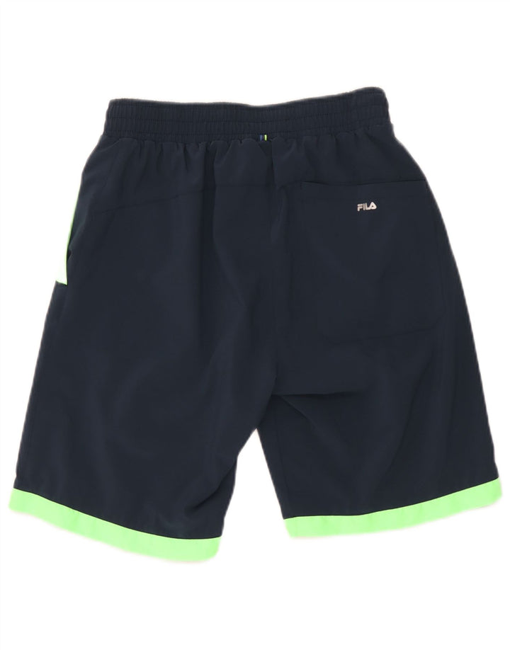 Pantaloni scurți sport Fila pentru bărbați, medii, bleumarin, poliester color bloc