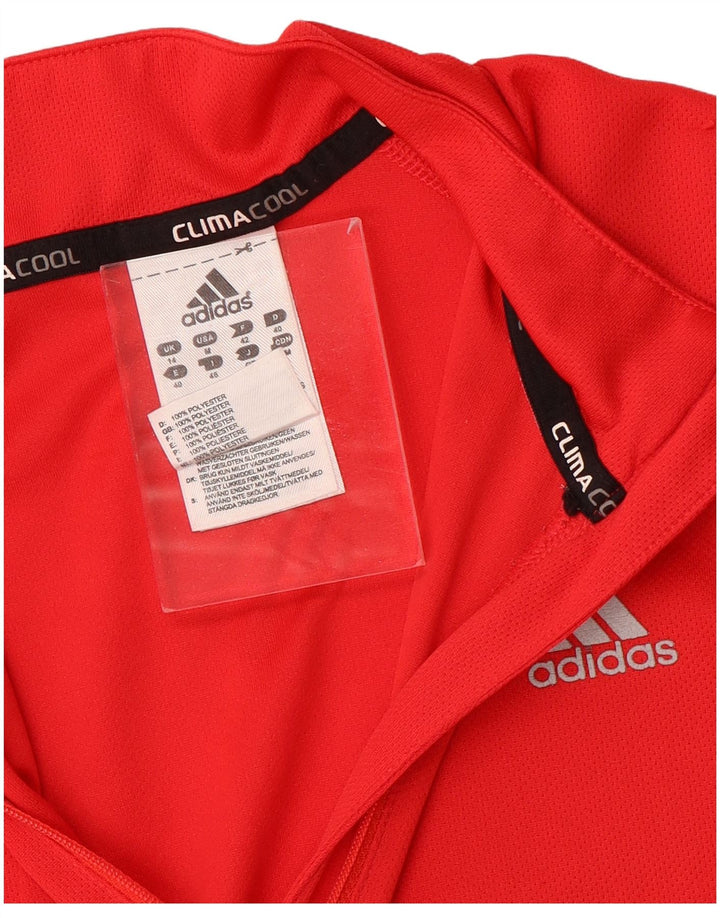 Top de trening Adidas Climacool, cu fermoar și gât, pentru femei, UK 14, roșu mediu