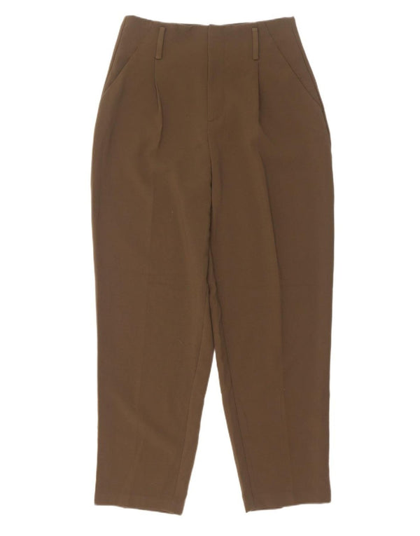 Pantaloni de costum conici pentru femei cu talie înaltă Zara Mici L26 L28 Kaki Poliester