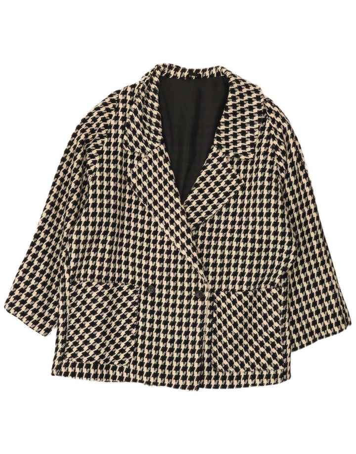 VINTAGE Jachetă supradimensionată pentru femei UK 20 2XL Black Houndstooth