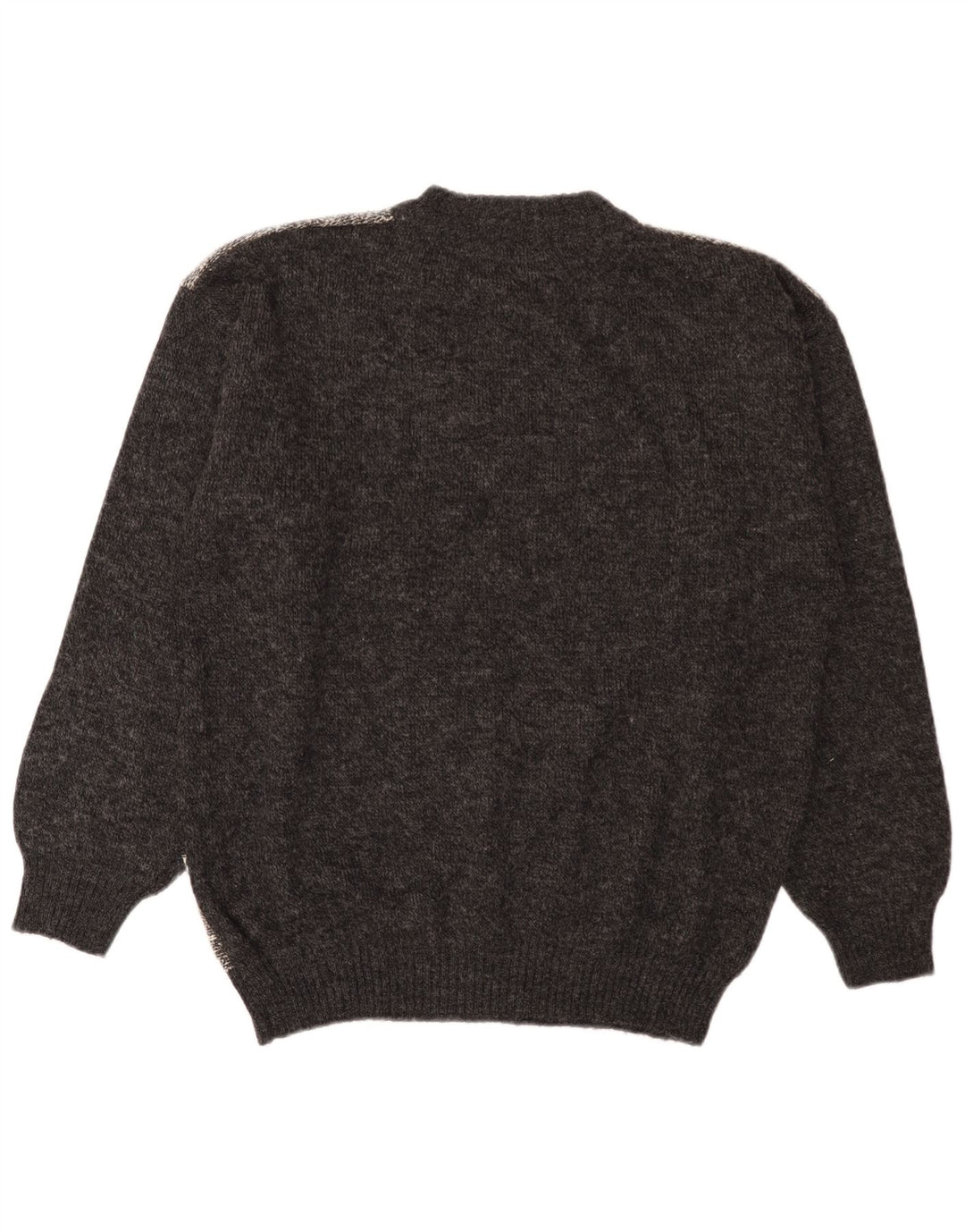 Pulover vintage pentru bărbați cu gât roșu IT 52 mare, gri, lână color bloc