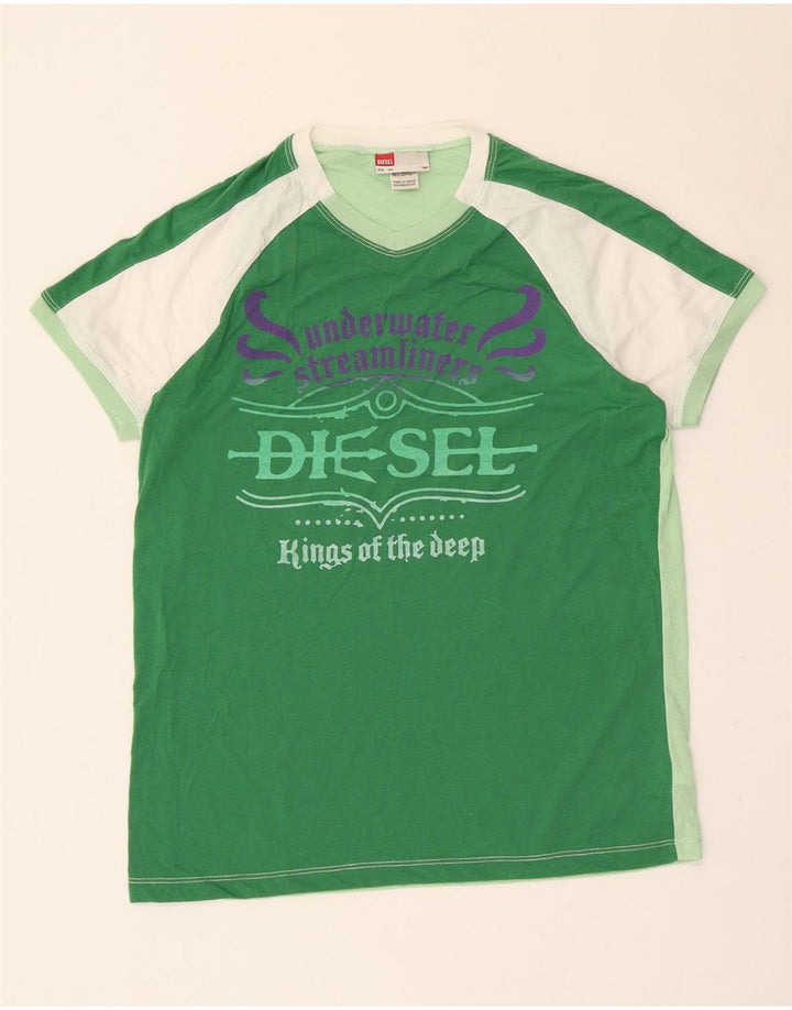 Tricou grafic pentru femei Diesel Top UK 20 2XL Verde Poliester color bloc