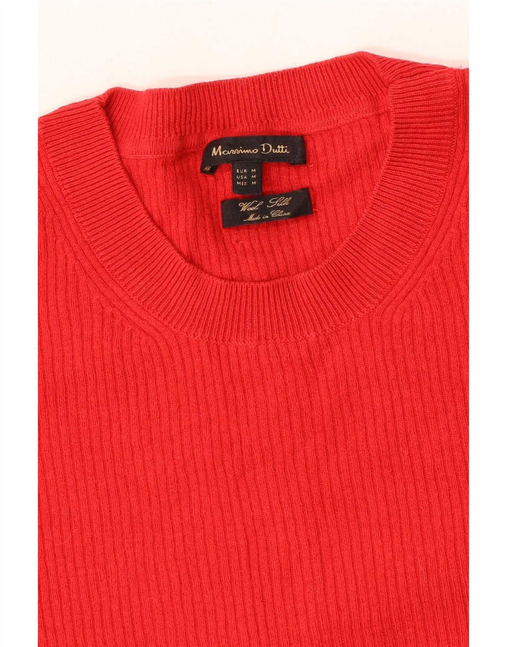 Pulover Massimo Dutti pentru damă cu gât roșu, lână roșie medie UK 12