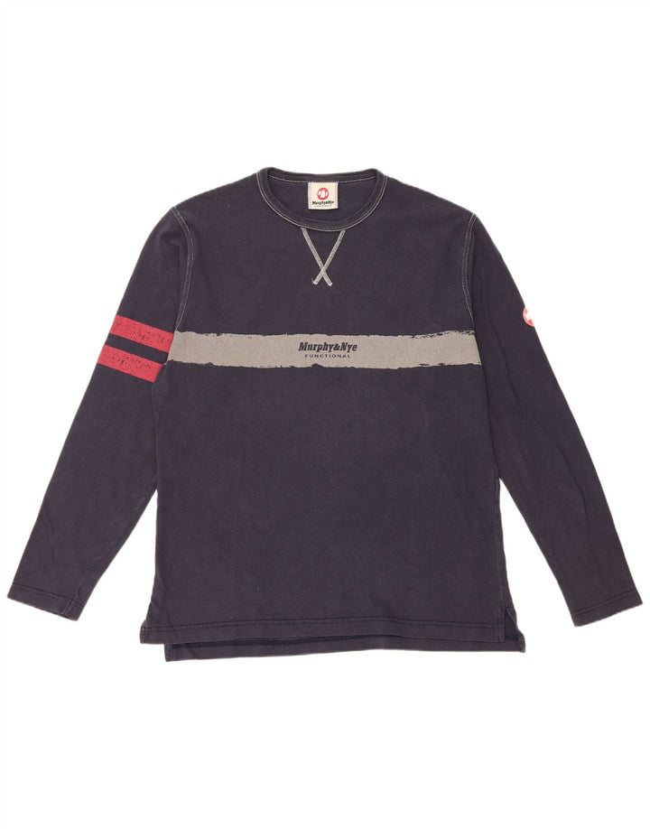 Murphy & Nye Top grafic pentru bărbați cu mânecă lungă, mare, bleumarin, color block