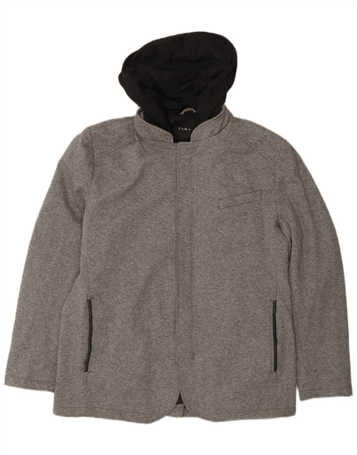 Jachetă bomber cu glugă pentru bărbați Zara UK 42 XL poliester gri