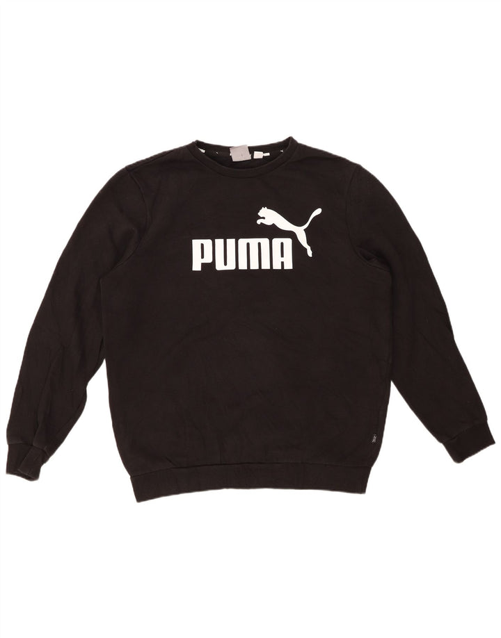 Pulover grafic PUMA pentru bărbați, bumbac mediu negru
