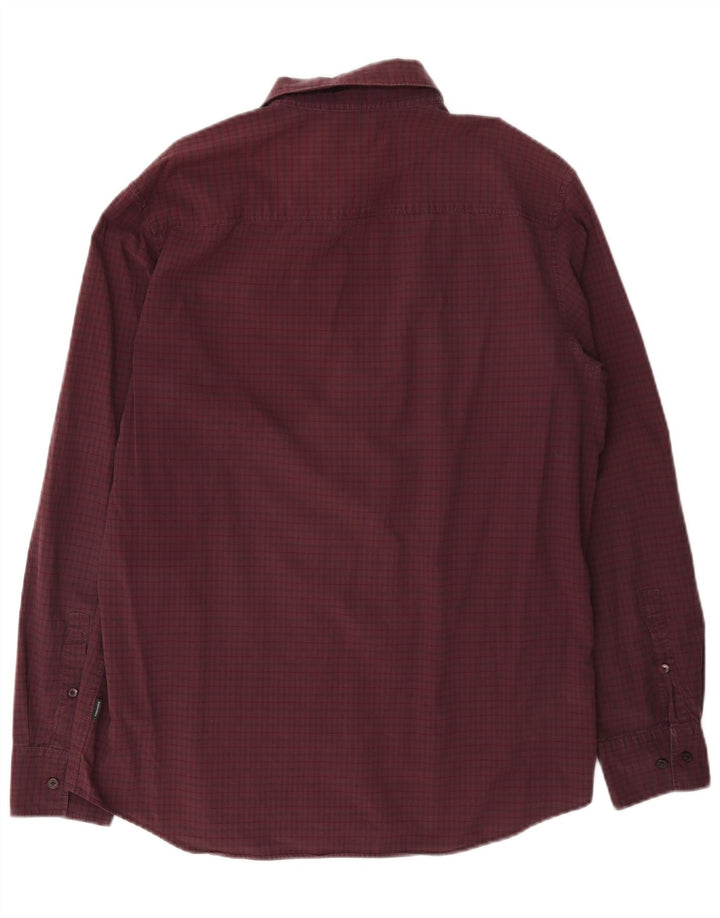 Cămașă pentru bărbați Calvin Klein, bumbac vichy burgundy mediu