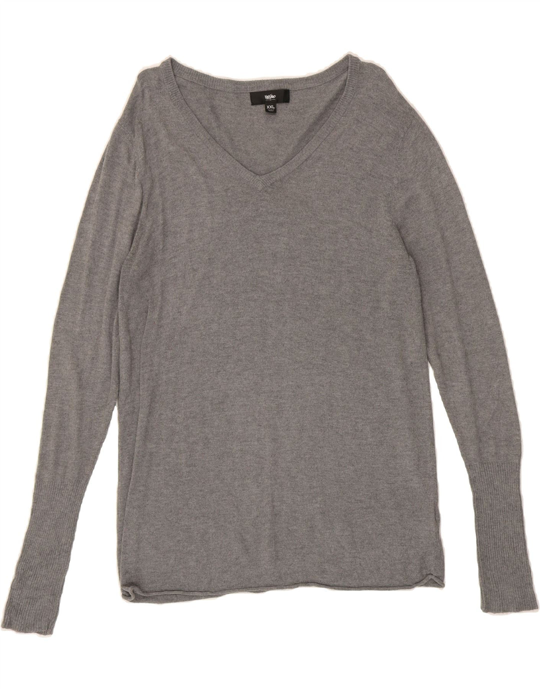 MOSSIMO Womens V-Neck Jumper Sweater UK 20 2XL Grey Nylon Vintage Mossimo and Second-Hand Mossimo from Messina Hembry 