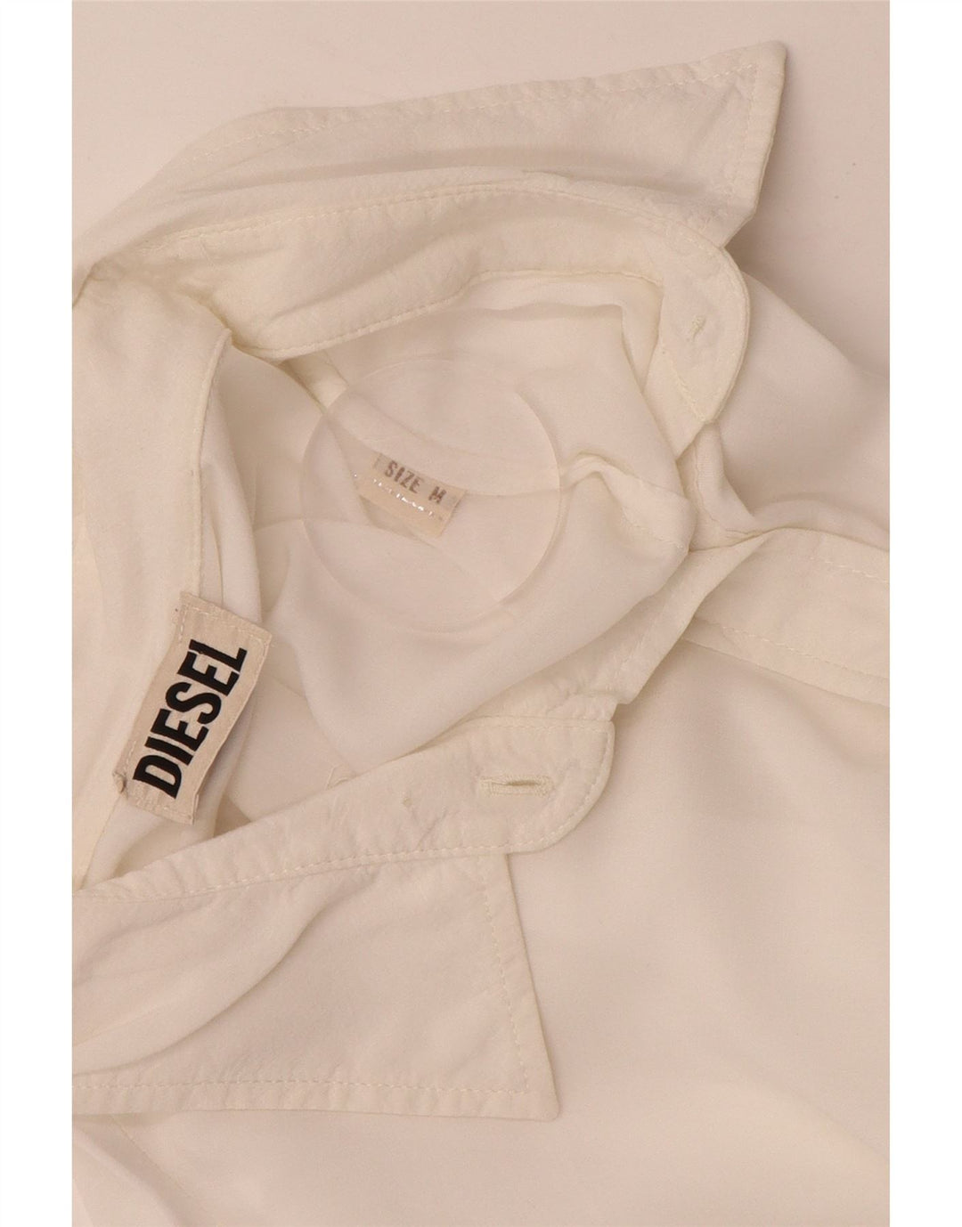 Bluză pentru femei DIESEL cămașă loose fit UK 14 Medium White Rayon