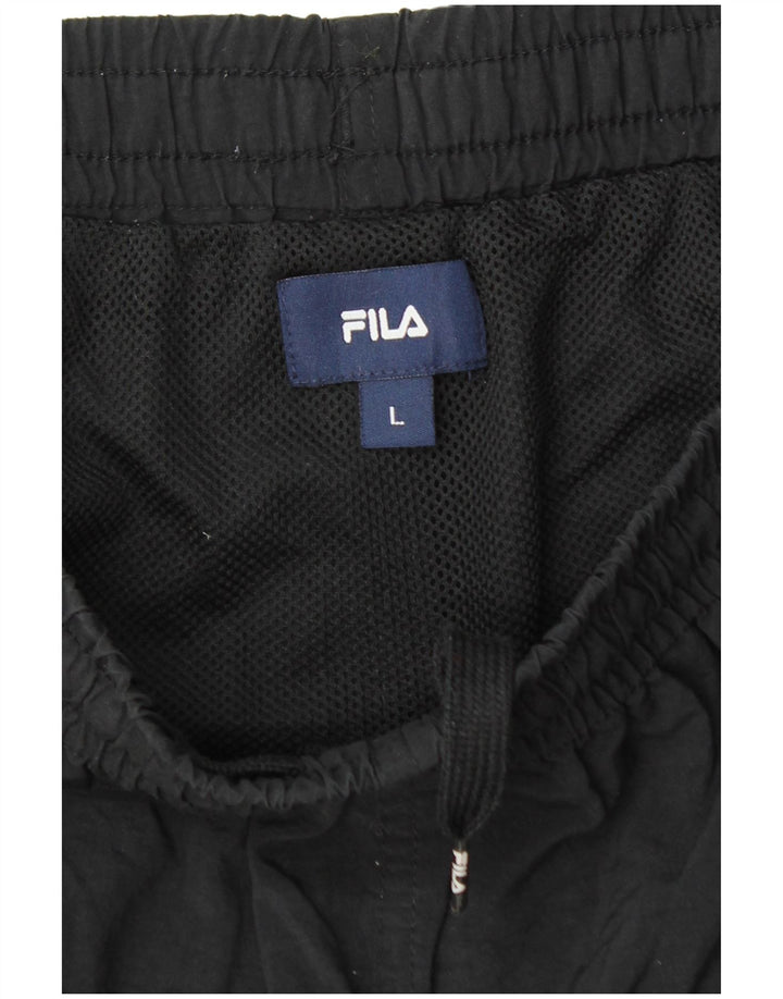 Pantaloni scurți sport Fila pentru bărbați, mari, negru, poliamidă color bloc