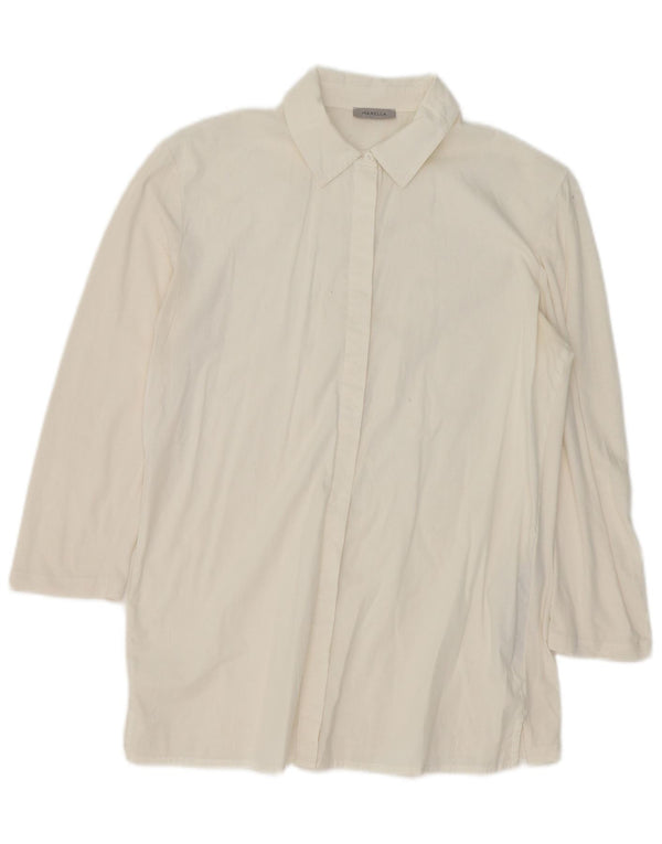 Bluză cămașă cu paragate Marella pentru femei UK 16 mare bumbac alb