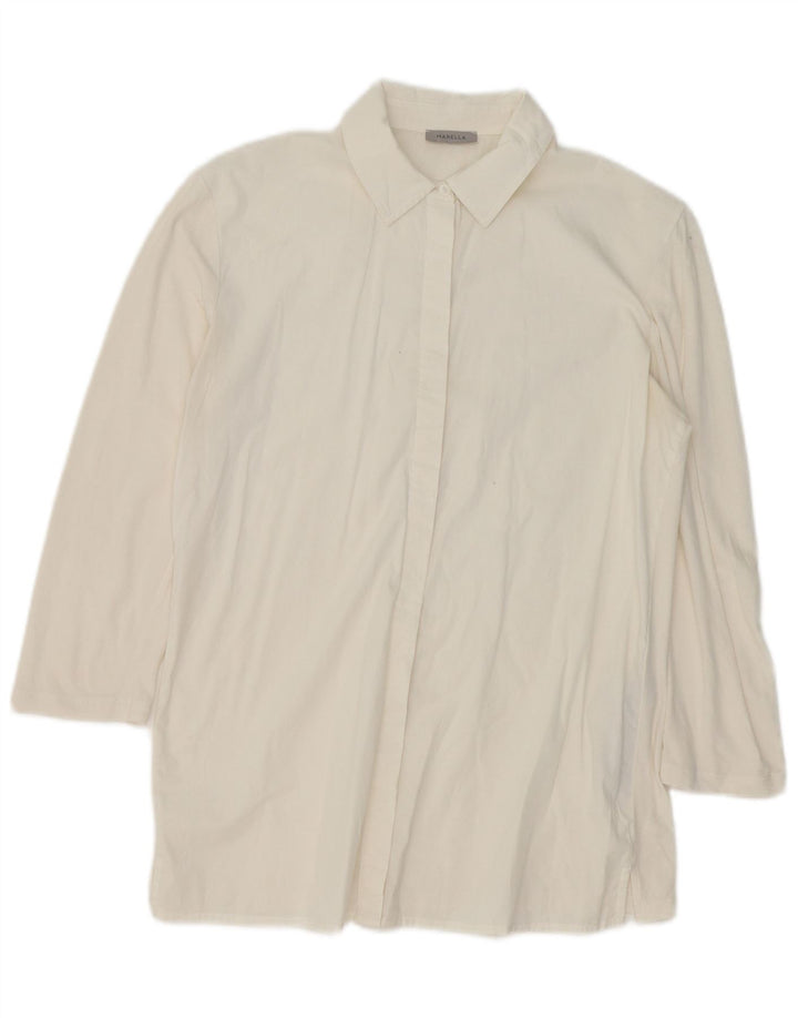 Bluză cămașă cu paragate Marella pentru femei UK 16 mare bumbac alb