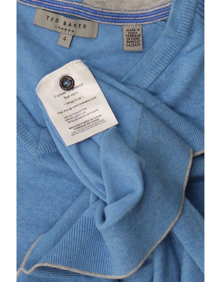 Pulover pentru bărbați TED BAKER, cu decolteu în V, mărime 4, mare, albastru, bumbac cu pete