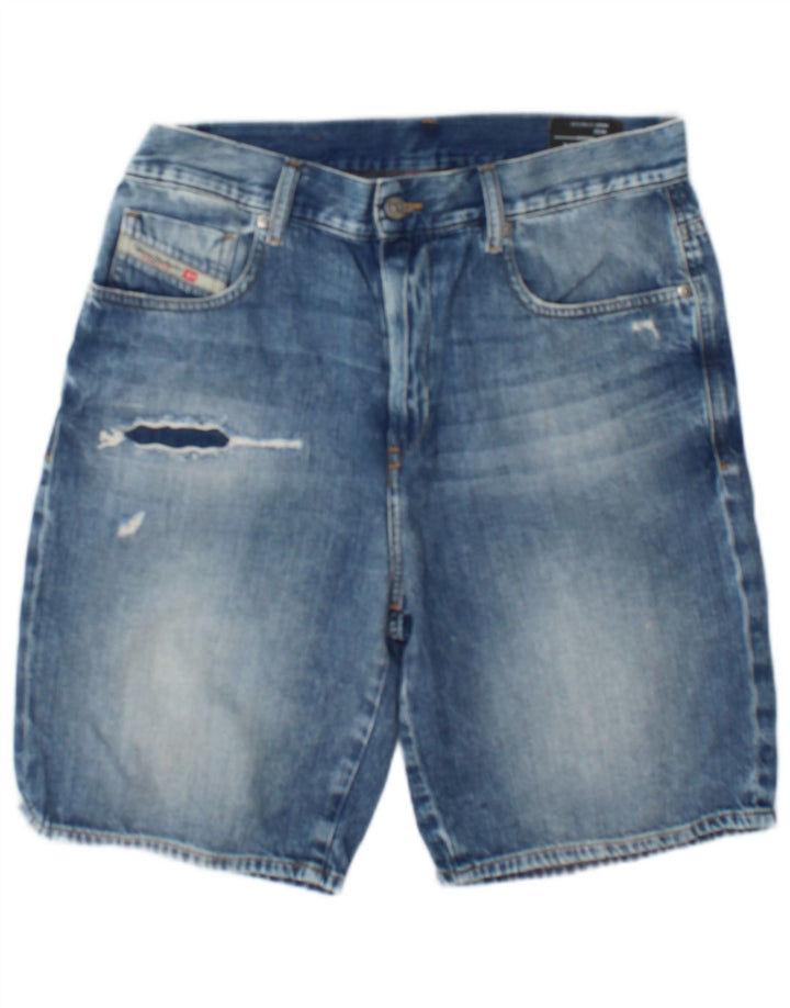 Pantaloni scurți din denim învechit pentru bărbați Diesel W30, bumbac albastru mediu