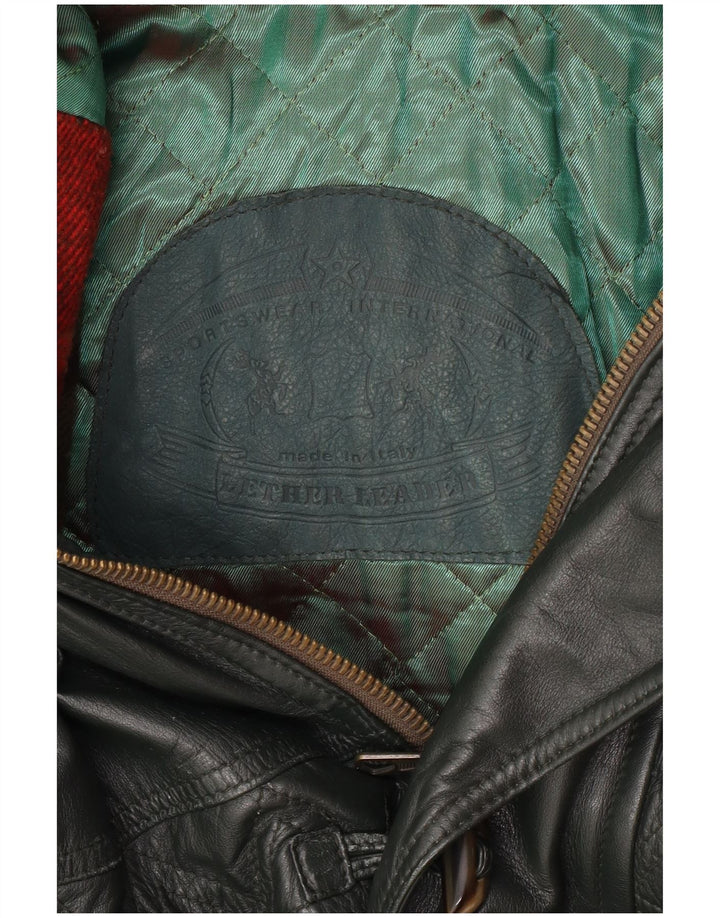 Palton din piele vintage pentru bărbați UK 40 din piele verde mare