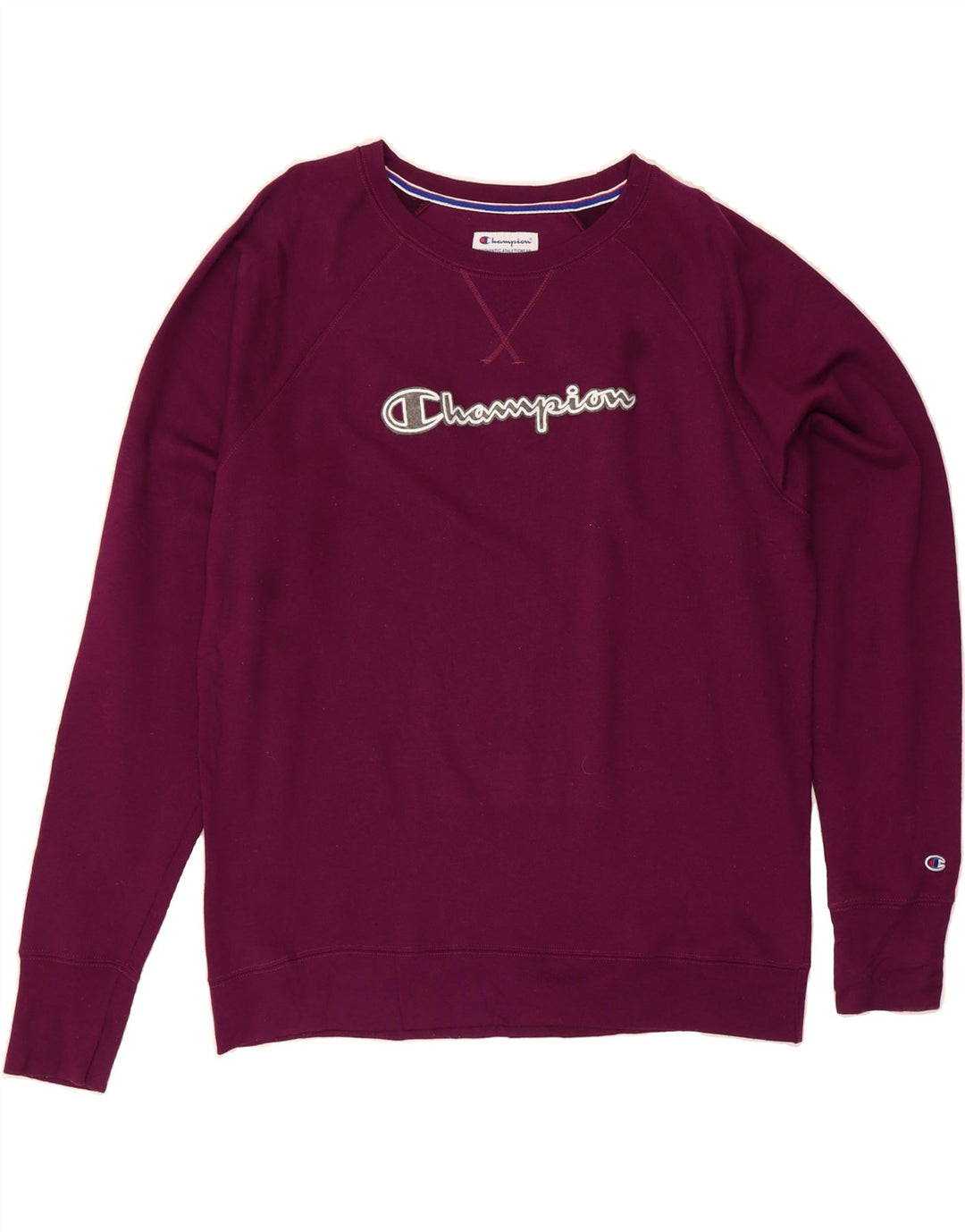 CHAMPION Womens Graphic Sweatshirt Jumper UK 18 XL Purple Polyester Vintage Champion and Second-Hand Champion from Messina Hembry 