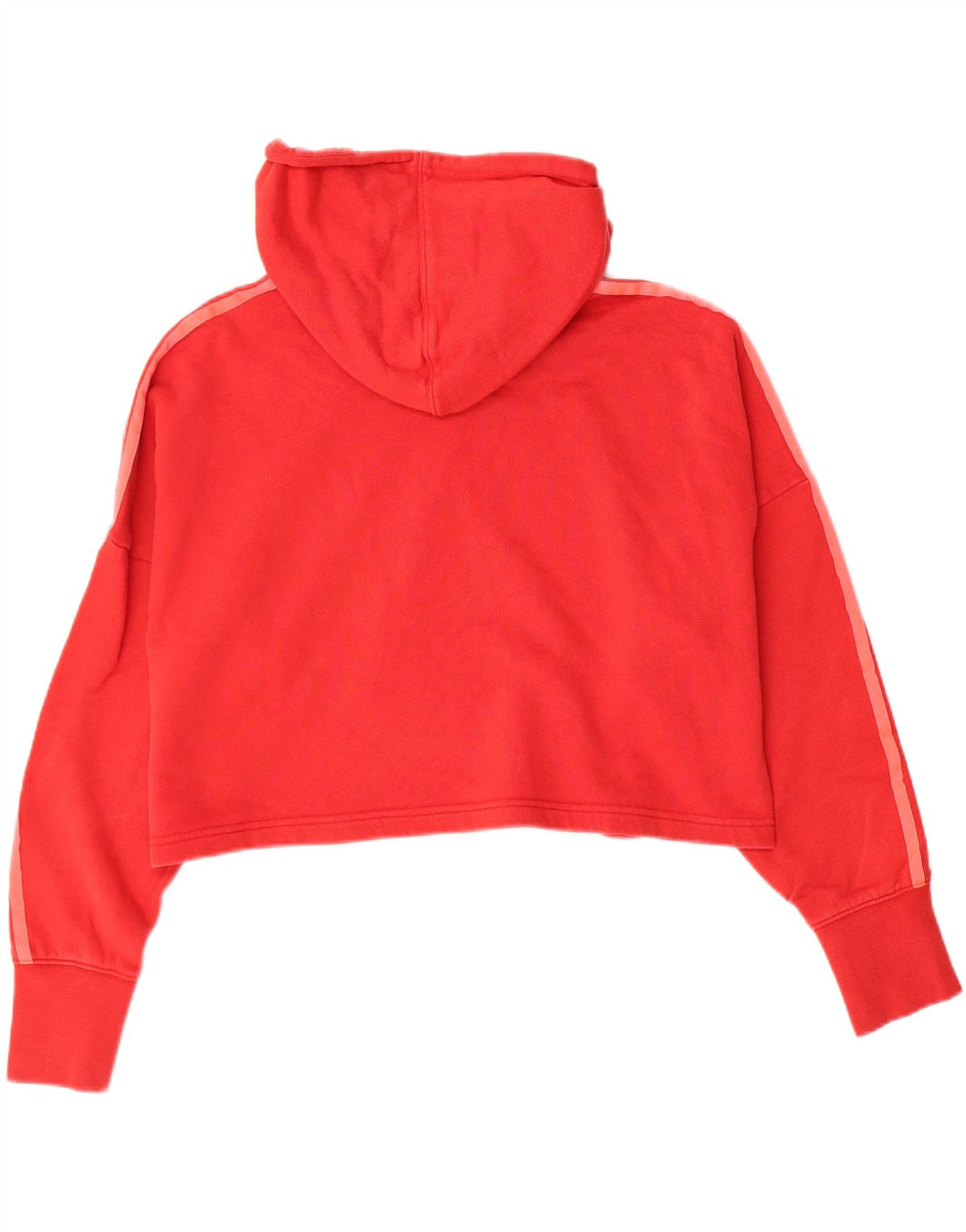ADIDAS Womens Oversized Crop Hoodie Jumper Size 12 Medium Red Cotton Vintage Adidas and Second-Hand Adidas from Messina Hembry 