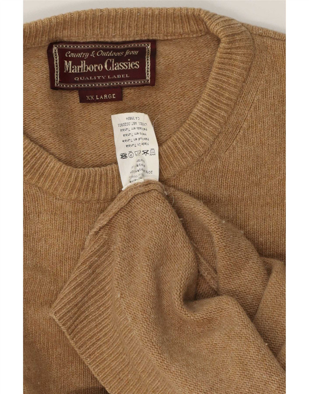 Pulover Marlboro Classics pentru bărbați, cu gât crew, 2XL, lână maro