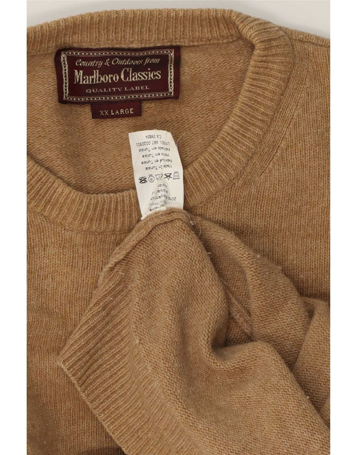 Pulover Marlboro Classics pentru bărbați, cu gât crew, 2XL, lână maro
