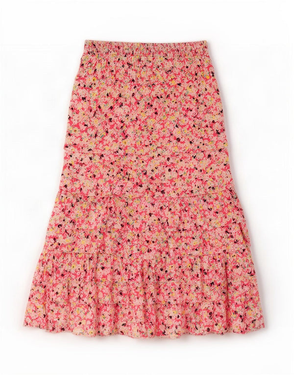Fusta cu etaje pentru femei Marks & Spencer UK 10 Small W28 Pink Floral Bumbac