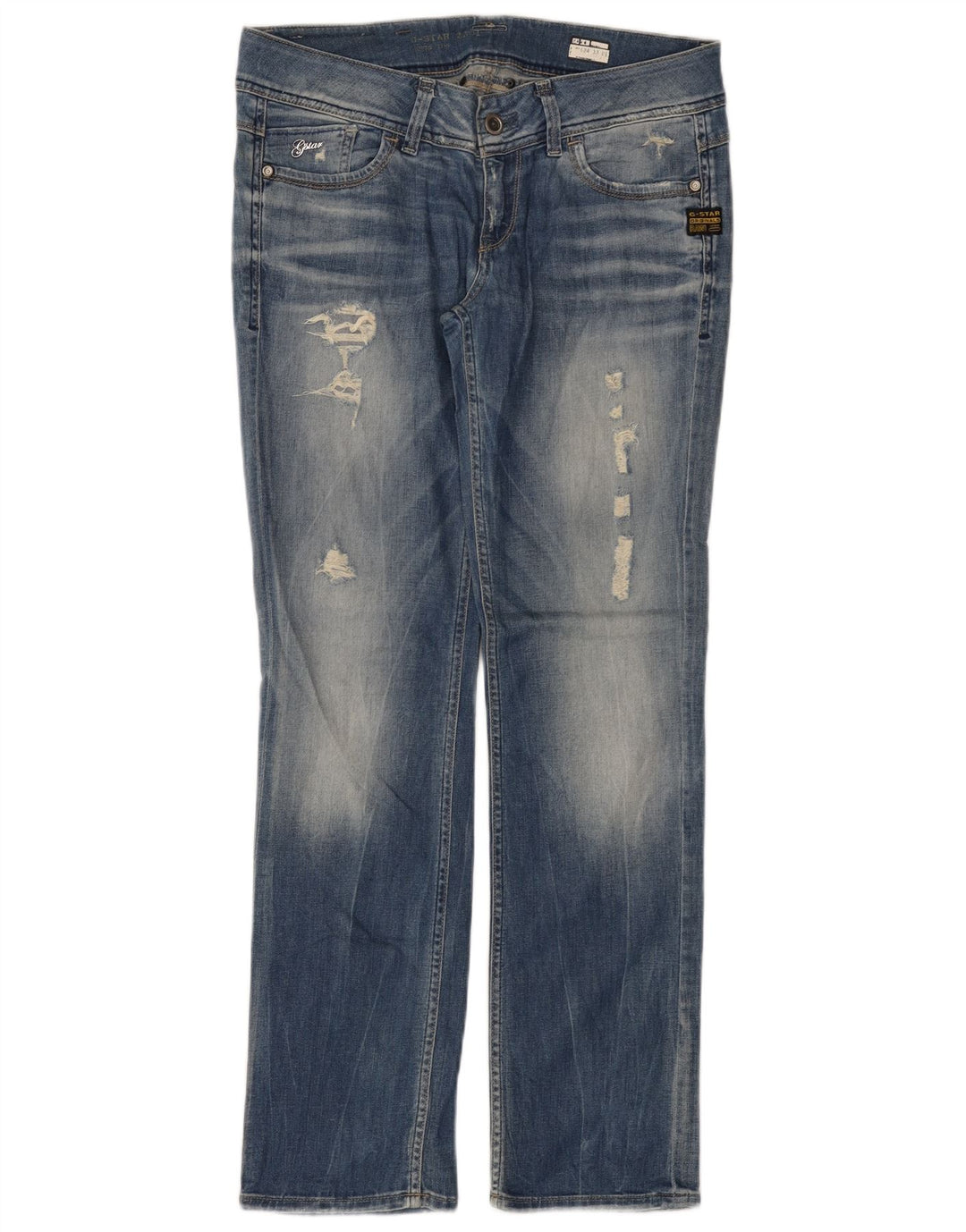 G-Star Blugi Distressed drepte pentru femei W31 L32 Bumbac albastru