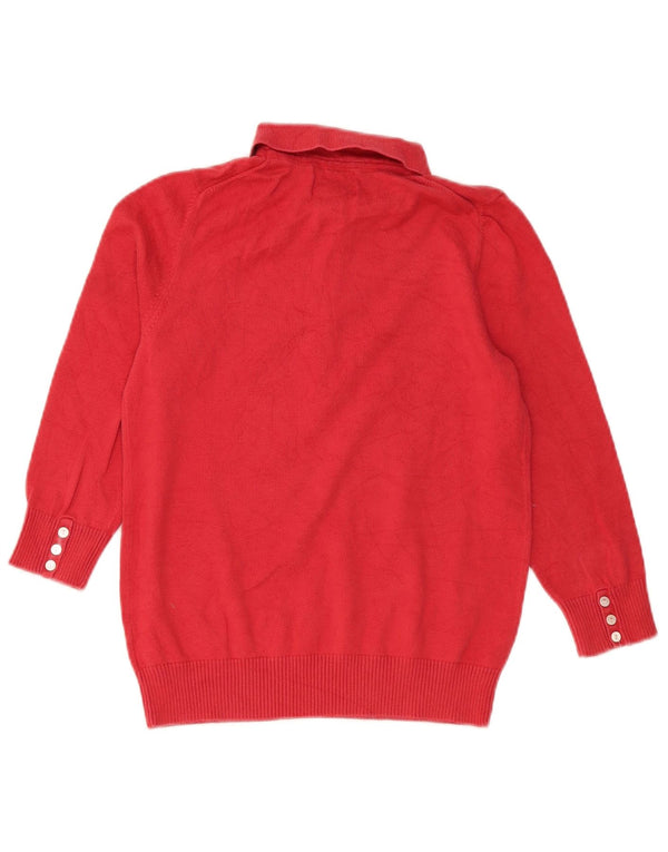 Eddie Bauer Pulover pentru femei cu mâneci 3/4 cu gât polo, UK 10 Mic Roșu