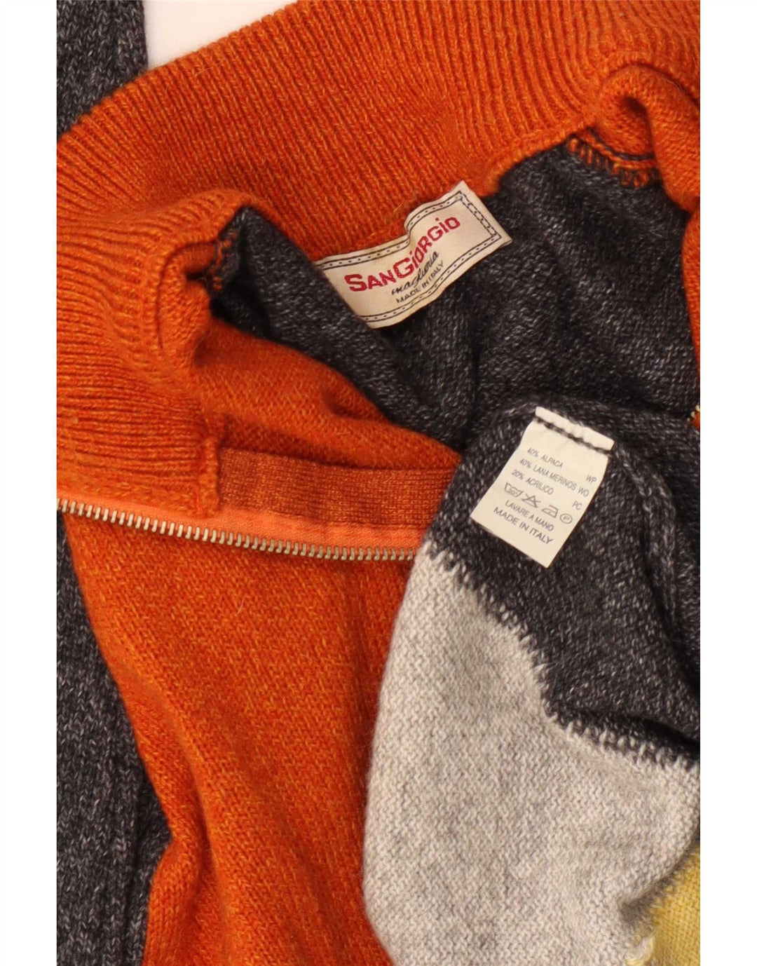 Pulover Sangiorgio pentru bărbați, cu fermoar, cu gât, mediu multicolor Argyle/Diamant