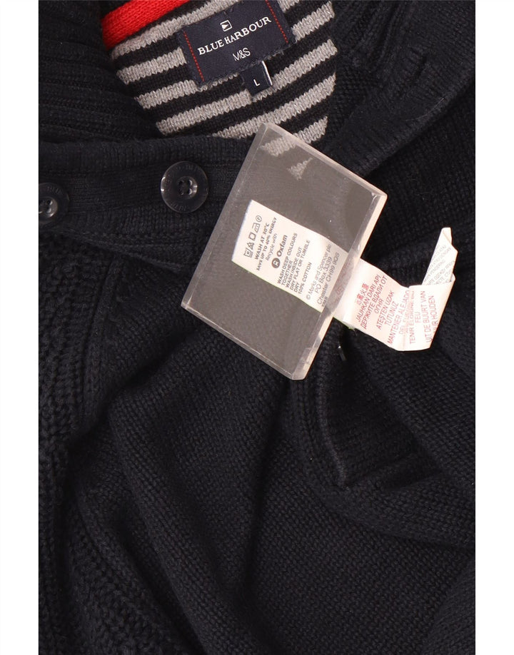 Pulover pentru bărbați Marks & Spencer, cu gât cu nasturi, mare, bleumarin