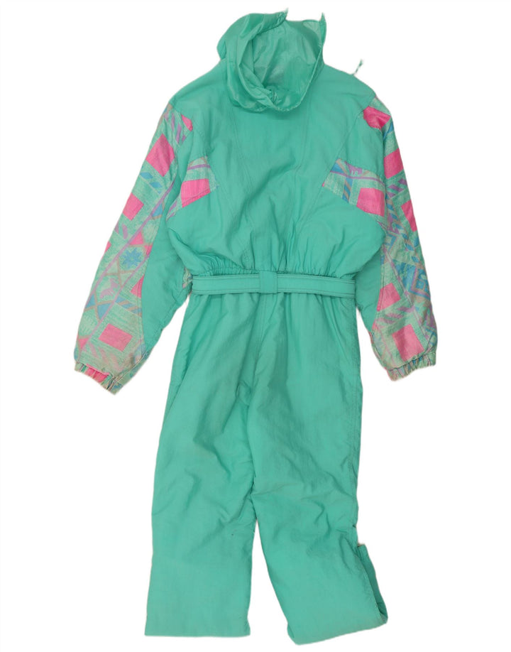 C.KEER Salopetă de schi pentru bărbați cu glugă mare turcoaz geometric